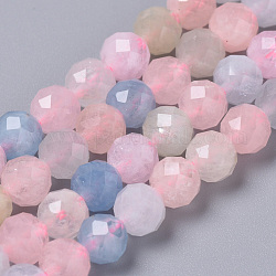 Chapelets de perles en morganite naturelle, ronde à facettes, 6mm, Trou: 1mm, Environ 68 pcs/chapelet, 15.7 pouce