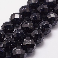 Synthetic Blue Goldstone Beads Strands, Dyed & Heated, Faceted(64 Facets), Round, 16mm, Hole: 1.2mm, 25pcs/strand, 15.7inch