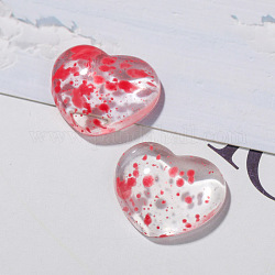 Cabujones de resina transparente, corazón, rojo, 18x21mm