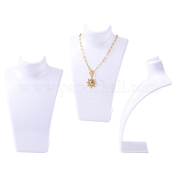 Organic Glass Necklace & Earring Standing Bust Displays, White, 135x64x210mm