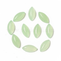 Cabochons de jade malaisie naturelle, teinte, oeil de cheval à dos plat, vert pale, 15.5~16x8x4.5~5mm