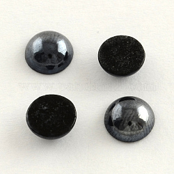 Perlierte plattierte undurchsichtige Glascabochons, halbrund / Dome, Schwarz, 7.5~8x3~4 mm