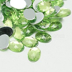 Imitation Taiwan Acrylic Rhinestone Cabochons, Faceted, Flat Back Oval, Light Green, 30x20x5mm, about 100pcs/bag