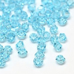 Imitation 5301 Bicone Beads, Transparent Glass Faceted Beads, Pale Turquoise, 4x3mm, Hole: 1mm, about 720pcs/bag