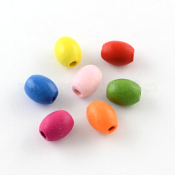 Perle di legno naturale tinte, perline di legno da rugby a forma di uovo, ovale, colore misto, 10x8mm, Foro: 3 mm, circa 2380pcs/500g