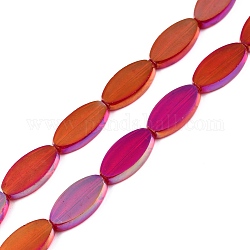 Fili di perle di vetro trasparente verniciato, ovale, camelia, 19x10x3.5mm, Foro: 1.4 mm, circa 22pcs/filo, 16.93'' (43 cm)