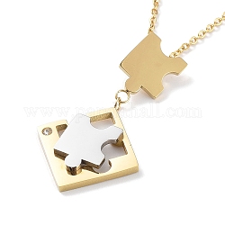 Puzzle-Strass-Anhänger-Halsketten, mit Ionenplattierung (IP) 304 Kabelketten aus Edelstahl, goldenen und Edelstahl Farbe, 18.31 Zoll (46.5 cm)