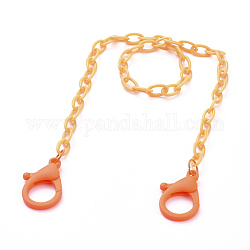 Colliers de chaîne de câble en plastique ABS personnalisés, chaînes de sac à main, avec fermoir pince de homard, orange foncé, 18.97 pouce (48.2 cm)
