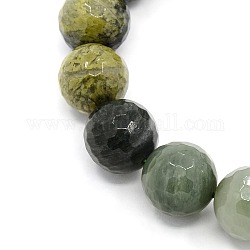 Natural Green Rutilated Quartz Round Beads Strands, Faceted, DarkSea Green, 10mm, Hole: 1mm, about 39pcs/strand, 15.35inch