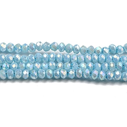 Fili di perle di vetro verniciate opache da forno, ab colore, sfaccettato, tondo, azzurro, 2.5x2mm, Foro: 0.7 mm, circa 156~158pcs/filo, 12.20~12.44 pollice (31~31.6 cm)