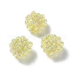 Handgefertigte, transparente, gewebte Perlen aus Kunststoff, Runde, Champagnergelb, 22 mm, Bohrung: 5 mm