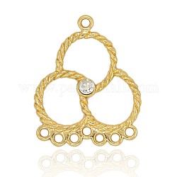 Nickel Free & Lead Free Golden Plated Alloy Chandelier Links, Long-Lasting Plated, with Crystal Rhinestone, 35x29x4mm, Hole: 2mm