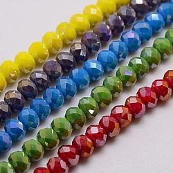 Electroplate Glass Beads Strands, AB Color, Faceted, Rondelle, Mixed Color, 3.5x2.5~3mmmm, Hole: 1mm, about 139pcs/strand, 14 inch
