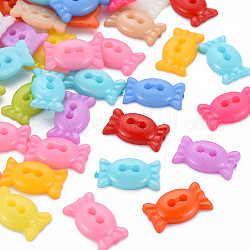 Пластиковые кнопки 2-отверстие, конфеты, разноцветные, 9x15.5x3 мм, отверстие : 1.8 мм