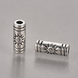Tibetischer stil legierung perlen, Spalte mit Sonnen, Bleifrei und cadmium frei, Antik Silber Farbe, 9.5x3.5 mm, Bohrung: 1.5 mm