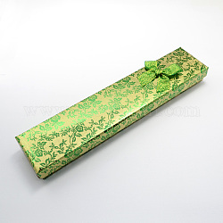 Прямоугольник бантом картон ожерелье коробки, для браслетов или браслетов, с губкой внутри, светло-зеленый, 215x43x24 мм