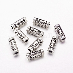 Tibetischen Stil Legierung Rohr Perlen, Cadmiumfrei und Nickel frei und Bleifrei, Antik Silber Farbe, 13x5 mm, Bohrung: 2.5 mm