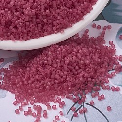 Cuentas de miyuki delica, cilindro, Abalorios de la semilla japonés, 11/0, (db0778) teñido rosa oscuro transparente semi-esmerilado, 1.3x1.6mm, agujero: 0.8 mm, aproximamente 2000 unidades / 10 g