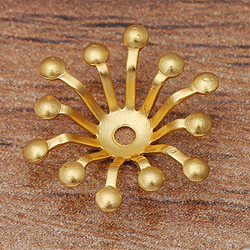 Messing Perle Kappen & Kegel Perlen, Zubehör für Haarnadeln, Blume, golden, 13 mm
