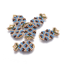 MIYUKI & TOHO Handmade Japanese Seed Beads Pendants, Loom Pattern, Pineapple, Colorful, 26~26.5x15x2mm, Hole: 2x3mm