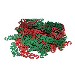 Plastiktisch streuen Konfetti, für weihnachtsfeier dekorationen, Wort merry christmas, grün & rot, 16.4x42x0.3 mm, ca. 150 Stk. / Beutel