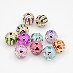 Golden Metallic Plated Acrylic Round Beads, Mixed Color, 13mm, Hole: 3mm, about 500pcs/bag