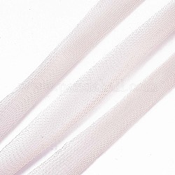 Expandable Brass Braided Wire Mesh, Flat Mesh Chain, with Spool, for Hair Accessory Jewelry Making, Rose Gold, 10~50x1mm, 5m/roll