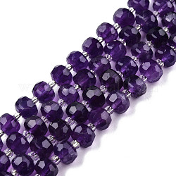Chapelets de perles en améthyste naturelle, avec des perles de rocaille, facette, rondelle, 8x6mm, Trou: 1mm, Environ 20~22 pcs/chapelet, 7.09 pouce (18 cm)