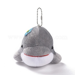 Pp cotone mini animale giocattoli di peluche decorazione ciondolo delfino, con catena palla, grigio, 131mm