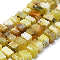 Chapelets de perles en opale jaune naturelle, cube, 10~12x10~12x6~9mm, Trou: 1mm, Environ 47 pcs/chapelet, 15.55'' (39.5 cm)