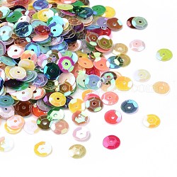 Пластиковые свободные полуотдельных обхватил блестки, цветные блестки, центральное отверстие, AB цвет, разноцветные, 6~7 мм, отверстие : 1 мм