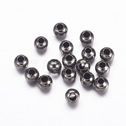 Perles séparateurs en fer, ronde, gunmetal, 3 mm de diamètre, épaisseur de 3mm, Trou: 1.2mm
