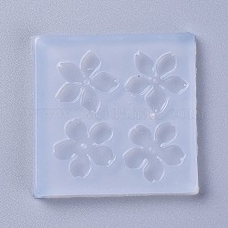 Moules en silicone de qualité alimentaire, moules de résine, pour la résine UV, fabrication de bijoux en résine époxy, fleur, blanc, 48x48mm, fleur: 20 mm