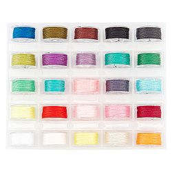 25 rouleaux de fil de canette en polyester 25 couleurs, avec bobine en plastique, pour la broderie, matelassage, couleur mixte, 0.1mm, environ 27.34 yards (25 m)/rouleau, 1 rouleau / couleur