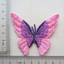 Компьютеризированная ткань для вышивки в форме бабочки, утюжить/пришивать нашивки, аксессуары для костюма, розовый жемчуг, 60x70 мм