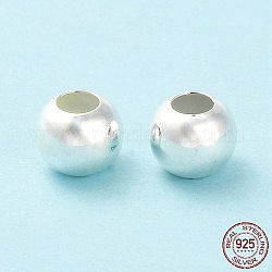 Perles 925 en argent sterling, ronde, couleur d'argent, 8x7mm, Trou: 3.5mm
