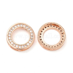Micro anello in ottone spianare pendenti zirconi, collegamenti multi-strand, senza piombo & nickel libera, oro roso, 15x3mm, Foro: 4 mm