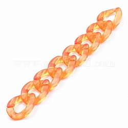 Handgefertigte transparente Acryl-Bordsteinketten, ungeschweißte, orange, 39.37 Zoll (100 cm), Link: 23x17x4.5 mm, 1 m / Strang