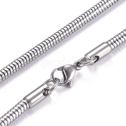 ステンレス鋼の丸いスネークチェーンのネックレス304つ  カニカン付き  ステンレス鋼色  25.7インチ（65.5cm）