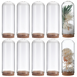 Sunnyclue 10 pcs 2.76 pouces affichage en verre dôme cloche d'affichage en verre cloche mini bouteilles en verre dôme d'affichage avec base en liège vitrine pour le stockage de fleurs cadeau de fête de Noël décor à la maison