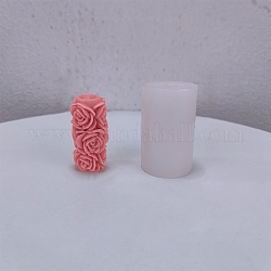 Valentine's Day Theme DIY Candle Food Grade Silicone Molds, Handmade Soap Mold, Mousse Chocolate Cake Mold, Column with Flower, White, 67x42mm, Inner Diameter: 22x20.5mm