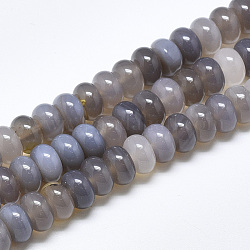 Natürlichen graue Achat Perlen Stränge, Rondell, 10x6 mm, Bohrung: 1 mm, ca. 67 Stk. / Strang, 15.3 Zoll