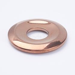 Pendentifs en hématite synthétique sans magnétique électrolytique, disque de donut / pi, cuivre plaqué, largeur du beignet: 16 mm, 50x7mm, Trou: 18mm