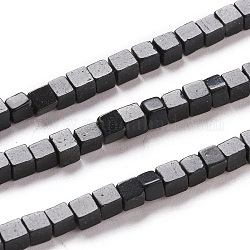 Synthetischen schwarzen Steinperlen Stränge, Würfel, 4x4x4 mm, Bohrung: 0.7 mm, ca. 93 Stk. / Strang, 15.75'' (40 cm)