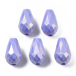 Perles acryliques laquées, de Style caoutchouté, facette, larme, bleu ardoise moyen, 12x7.5mm, Trou: 2mm, environ 764 pcs/242 g