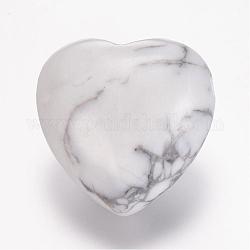 Natural Howlite Beads, Heart, 13x25x25mm, Hole: 2mm