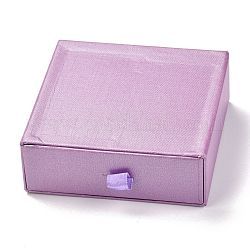 Quadratische Schubladenbox aus Papier, mit schwarzem Schwamm & Polyesterseil, für Armband und Ringe, Medium Orchidee, 9.3x9.4x3.4 cm