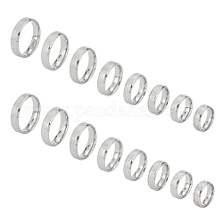 Unicraftale 16 pz 8 anelli a fascia testurizzati in acciaio inossidabile misura 201 per donna, colore acciaio inossidabile, 6mm, diametro interno: 15.5~22.3mm, 2pcs / size