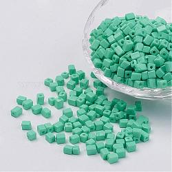 Cube Opaque Colours Glass Seed Beads, Round Hole, Aquamarine, 3~7x3~4x3~4mm, Hole: 0.5mm, about 4500pcs/bag, 440~450g/bag