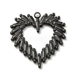 Ion Plating(IP) 304 Stainless Steel Pendants, Heart Charm, Black, 25x24x2mm, Hole: 1.8mm